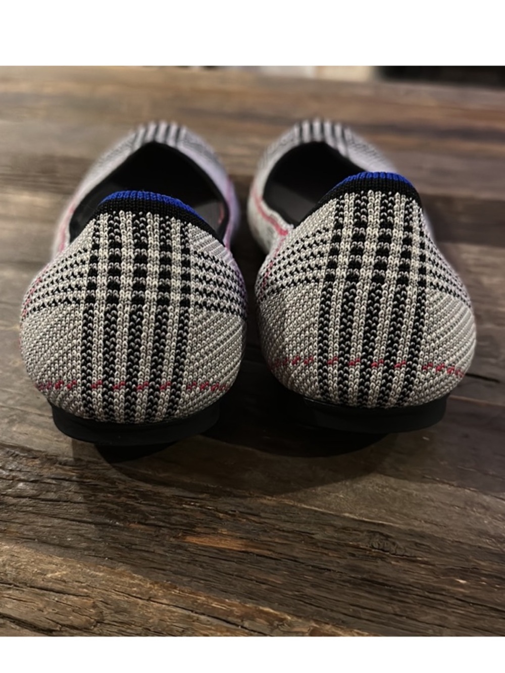 Rothy's The Flat Grey Glen Plaid Knit Fabric Slip On Ballet Flats - Picture 3 of 5